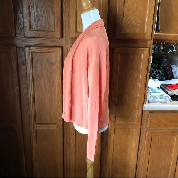 NWT Ann Klein Orange Open Semi-Sheer Cardigan Sweater - M - Picture 7 of 10